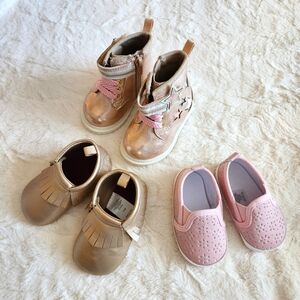 Baby Girl Shoes (Set of 3), Size 2/3 (6-9 months), Boots, Moccasins, & Loafers